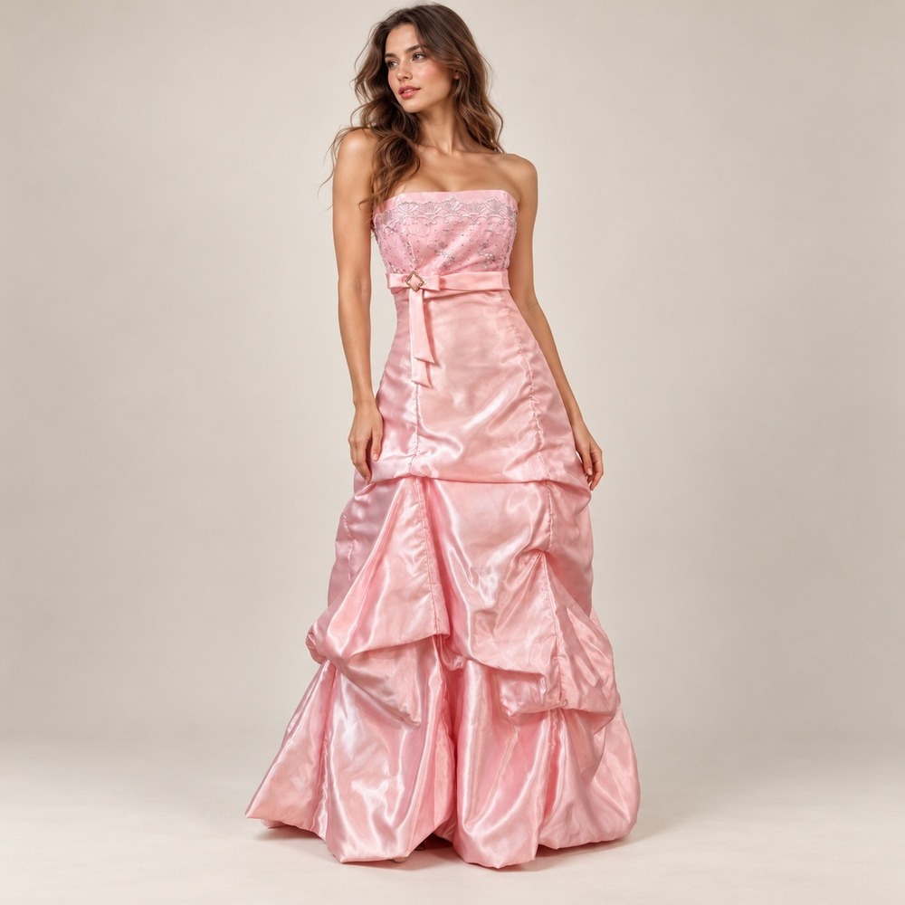 Jessica McClintock Dress Womens 7 Pink Vintage Y2K Pick Up Gown Princess Prom